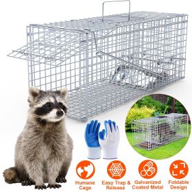 25.59Inch Live Humane Animal Trap Cage Heavy Duty Folding Catch And Release Rodent Cage For Rabbit Squirrel Possum Skunk Kitten Raccoon And More