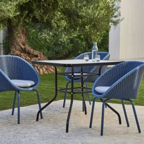 32" Glass, Steel All Weather Outdoor Dining Table, Black