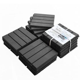 Patio Interlocking Deck Tiles, 12"x12" Square Composite Decking Tiles, Four Slat Plastic Outdoor Flooring Tile All Weather for Balcony Porch Back (Color: as Pic)